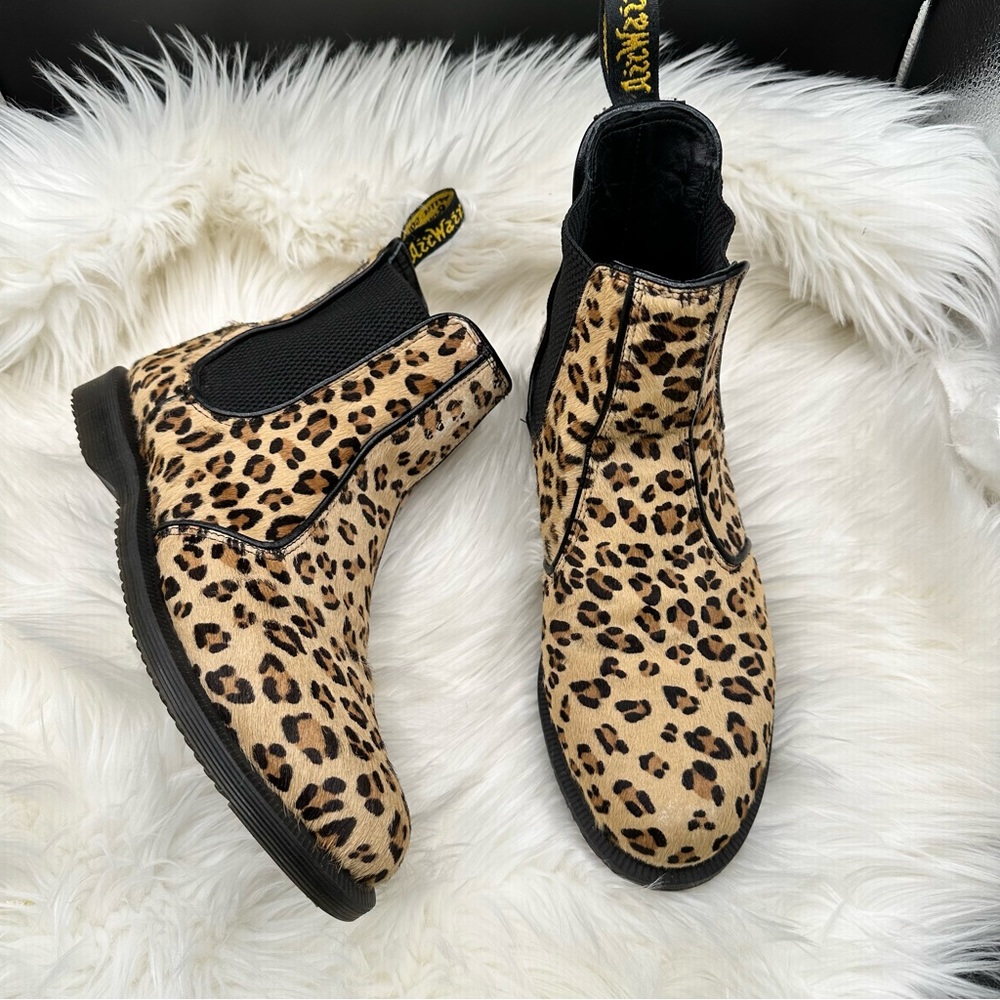 Doc Martens Boots Leopard Print Engineer Boots Size 9 Flora Hair On